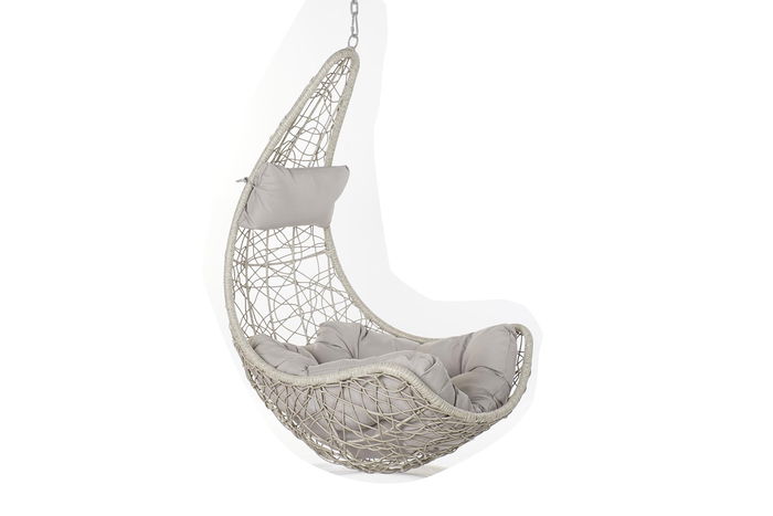 DKD Home Decor Sillón Colgante para Terraza y Jardín Gris Claro Ratan Sintético Metal Poliéster 82 x 75 x 125 cm
