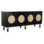 DKD Home Decor Buffet de Mango y Ratán Negro 150x40x65 cm