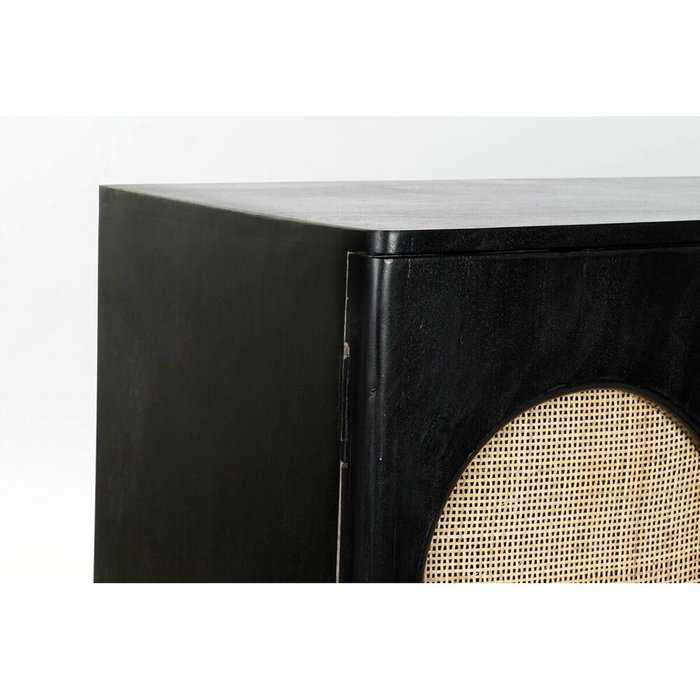 DKD Home Decor Buffet de Mango y Ratán Negro 150x40x65 cm