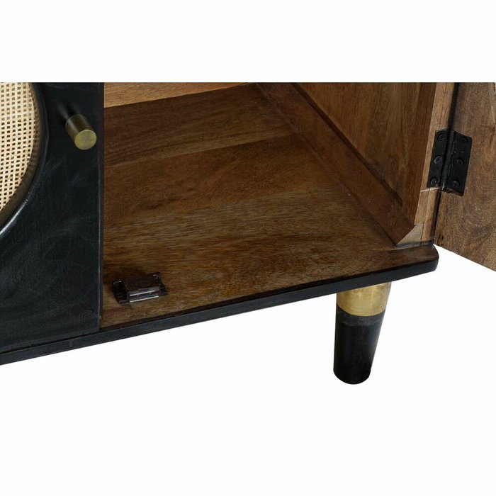 DKD Home Decor Buffet de Mango y Ratán Negro 150x40x65 cm