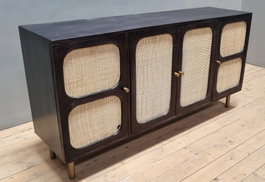 DKD Home Decor Buffet de Mango y Ratán Negro