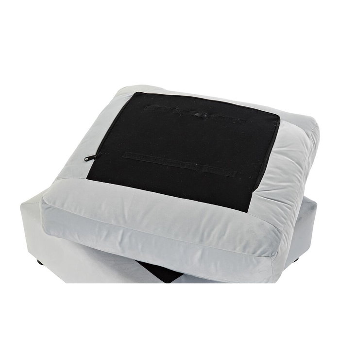 DKD Home Decor Reposapiés de Madera y Poliéster Azul Celeste