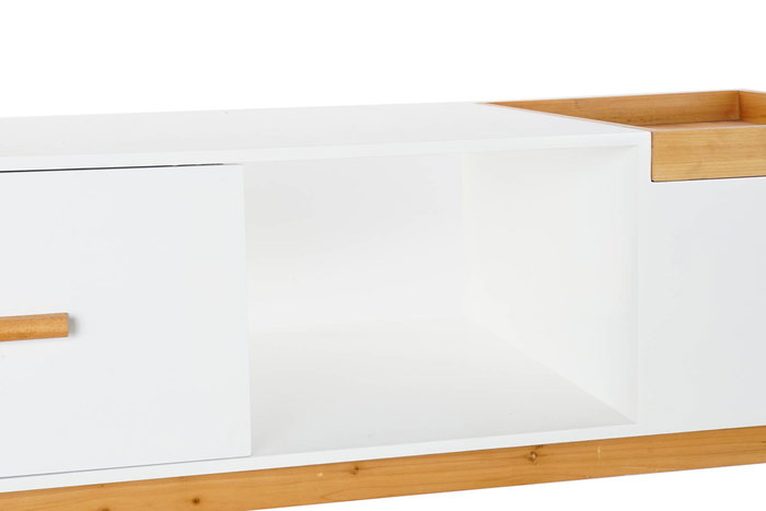DKD Home Decor Mesa Centro Scandi Blanco Marron 120x60x46 cm