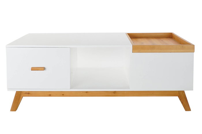 DKD Home Decor Mesa Centro Scandi Blanco Marron 120x60x46 cm