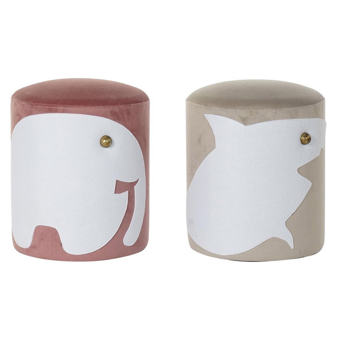 DKD Home Decor Set de 2 Reposapiés de Poliéster en Colores Surtidos