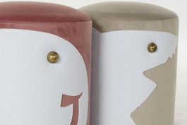 DKD Home Decor Reposapies Kids Rosa Palo Beige 36 x 43 x 36 cm (2 Unidades)