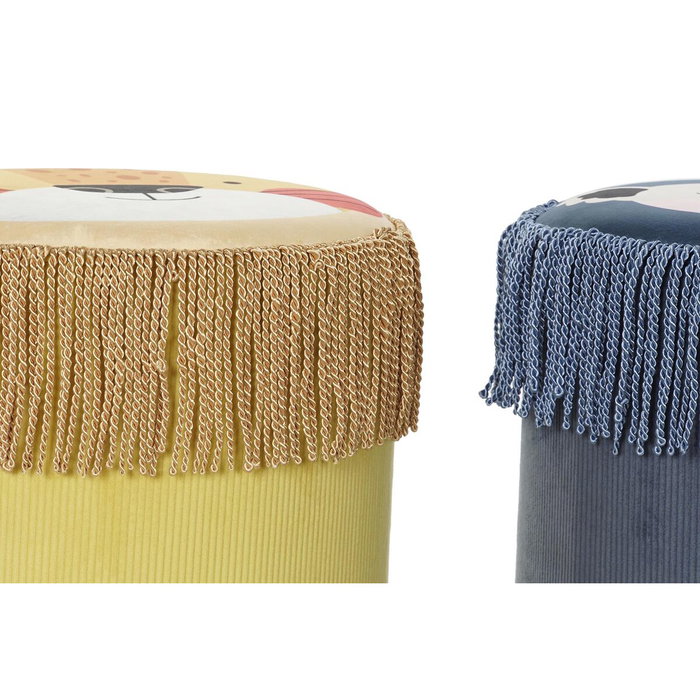 DKD Home Decor Set de 2 Reposapiés de Animales en Poliéster, Amarillo y Azul DKD Home Decor Set de 2 Reposapiés de Animales en Poliéster, Amarillo y Azul