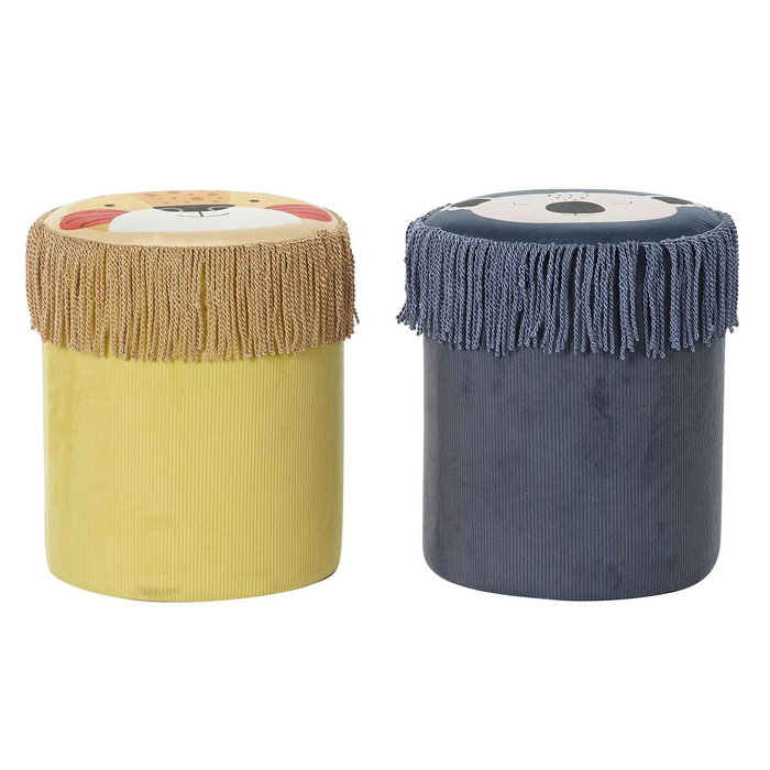 DKD Home Decor Set de 2 Reposapiés de Animales en Poliéster, Amarillo y Azul DKD Home Decor Set de 2 Reposapiés de Animales en Poliéster, Amarillo y Azul