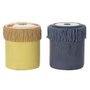 DKD Home Decor Set de 2 Reposapiés de Animales en Poliéster, Amarillo y Azul