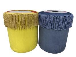 DKD Home Decor Reposapies Kids 2 Unidades Amarillo Azul Poliester 36x43x36 cm