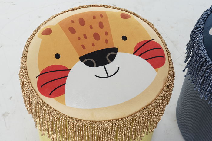 DKD Home Decor Reposapies Kids 2 Unidades Amarillo Azul Poliester 36x43x36 cm