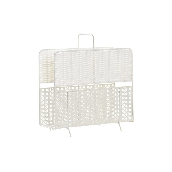 DKD Home Decor Revistero de Mimbre y Metal Natural y Blanco Desert Oasis DKD Home Decor Revistero de Mimbre y Metal Natural y Blanco Desert Oasis
