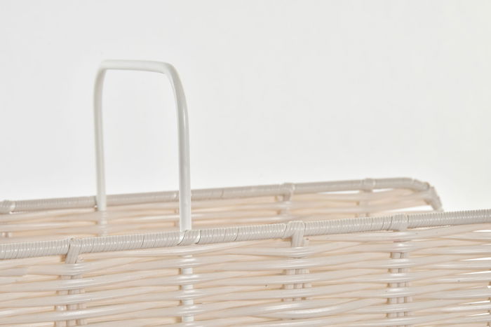 DKD Home Decor Revistero Boho Mimbre Metal Natural Blanco 36.5 x 15 x 41 cm