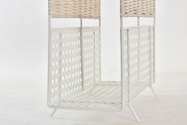 DKD Home Decor Revistero Boho Mimbre Metal Natural Blanco 36.5 x 15 x 41 cm