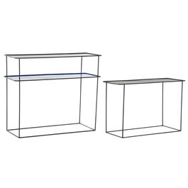 Juego de muebles DKD Home Decor Azul Negro 70 x 27 x 45 cm 40 x 27 x 45 cm 80 x 27 x 65 cm 80 x 27,5 x 65 cm