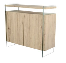 DKD Home Decor Aparador de Cristal Templado y MDF Natural