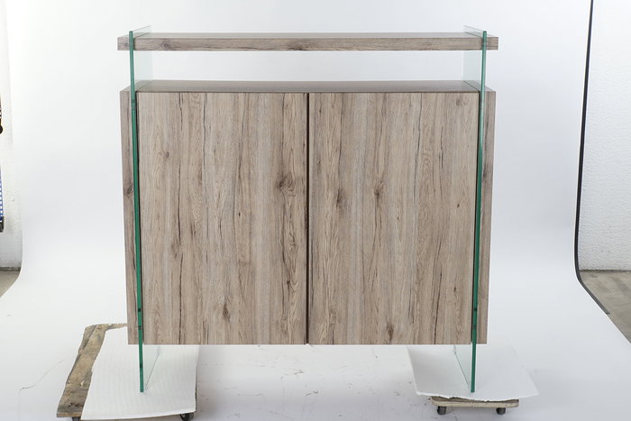 DKD Home Decor Aparador Moderno Natural MDF Cristal Templado 120x44x120 cm DKD Home Decor Aparador Moderno Natural MDF Cristal Templado 120x44x120 cm