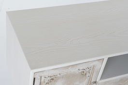 DKD Home Decor Mueble TV Neoclasico Blanco Beige 136x52x40.5 cm