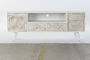 DKD Home Decor Mueble TV Neoclasico Blanco Beige 136x52x40.5 cm