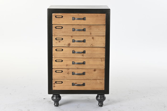 Cajonera Vintage DKD Home Decor Negro Natural 38 x 77 x 47 cm