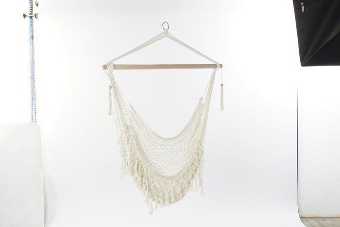 DKD Home Decor Silla Colgante para Terraza y Jardín Crudo Algodón Poliéster 100 x 50 x 130 cm