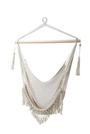DKD Home Decor Silla Colgante para Terraza y Jardín Crudo Algodón Poliéster 100 x 50 x 130 cm