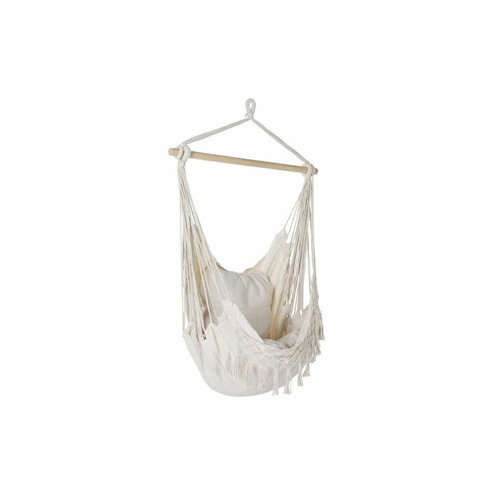 DKD Home Decor Silla Colgante de Algodón con Cojín, Crudo