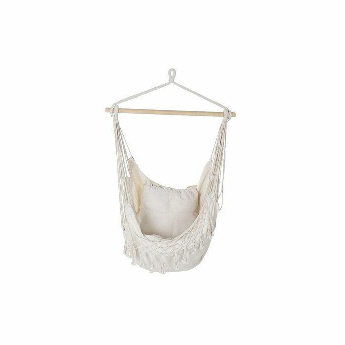 DKD Home Decor Silla Colgante de Algodón con Cojín, Crudo