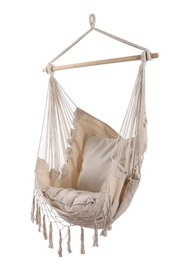 DKD Home Decor Silla Colgante para Terraza y Jardín Crudo Algodón y Pino 90x90x135 cm