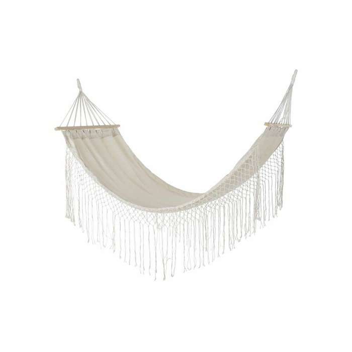 DKD Home Decor Hamaca de Algodón Beige con Flecos DKD Home Decor Hamaca de Algodón Beige con Flecos
