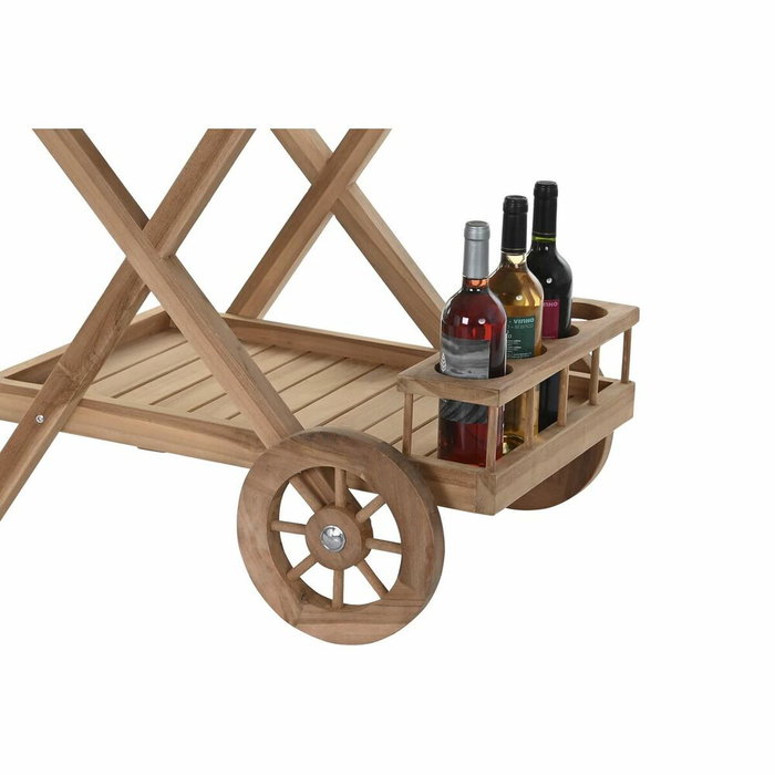 DKD Home Decor Camarera de Teca con Ruedas Marrón Natural 70x55x84 cm
