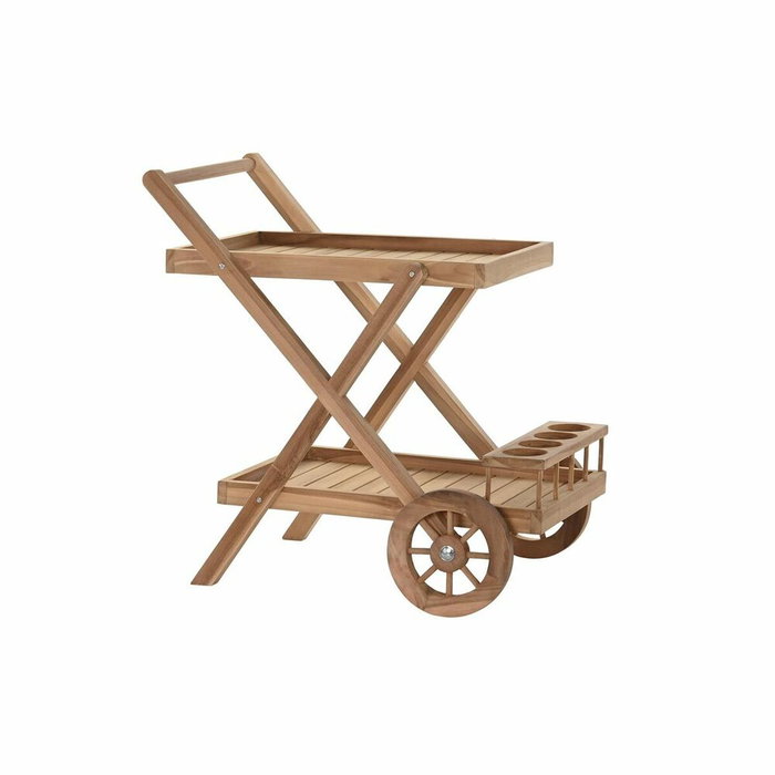 DKD Home Decor Camarera de Teca con Ruedas Marrón Natural 70x55x84 cm
