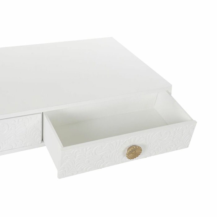 DKD Home Decor Mesa de Centro Mandala Blanco y Dorado