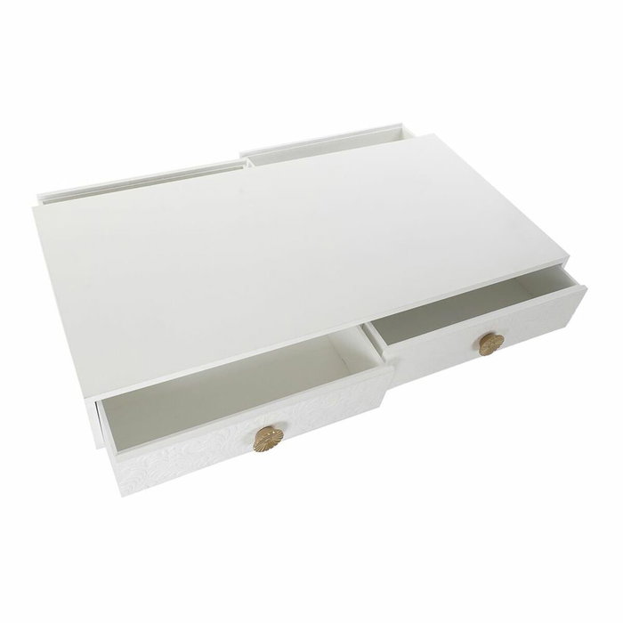 DKD Home Decor Mesa de Centro Mandala Blanco y Dorado