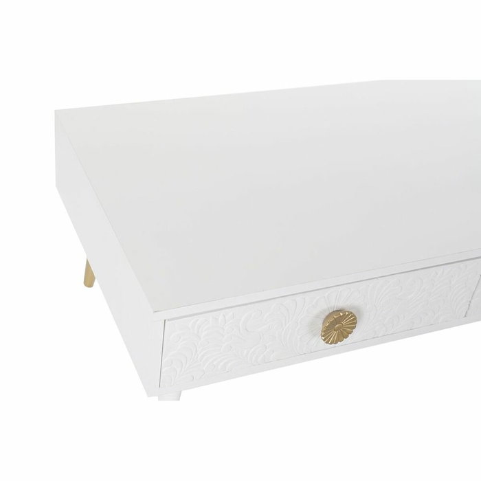 DKD Home Decor Mesa de Centro Mandala Blanco y Dorado