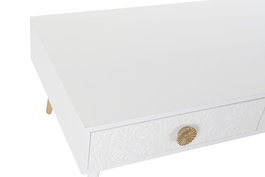DKD Home Decor Mesa de Centro Mandala Blanco y Dorado
