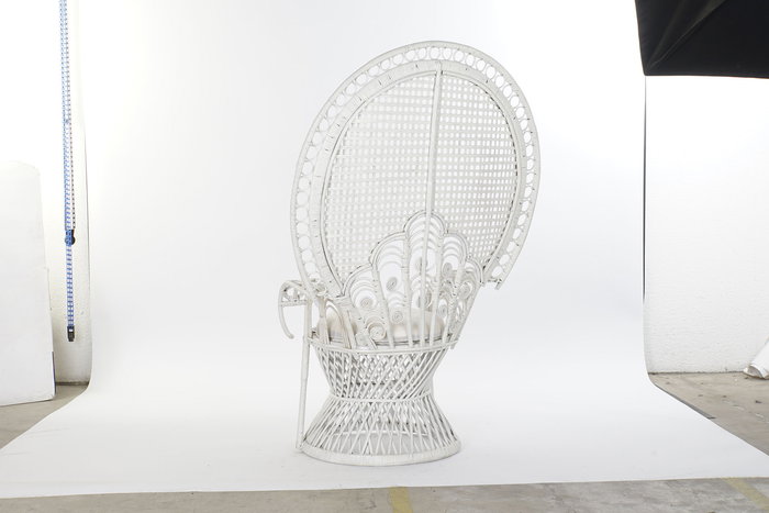 DKD Home Decor Sillón Balinés Blanco | Ratán y Poliéster | Altura Asiento 50 cm | 96 cm Ancho x 66 cm Profundo x 140 cm Alto