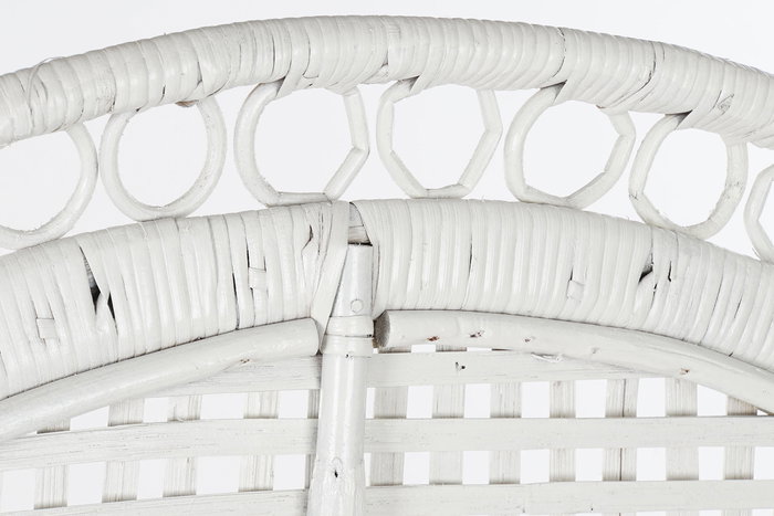 DKD Home Decor Sillón Balinés Blanco | Ratán y Poliéster | Altura Asiento 50 cm | 96 cm Ancho x 66 cm Profundo x 140 cm Alto