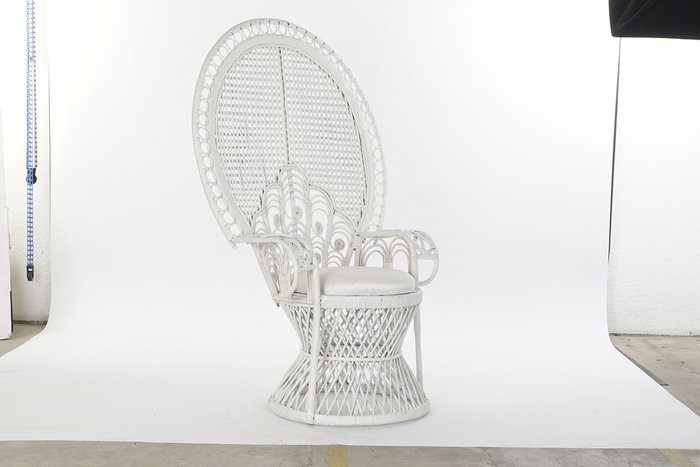 DKD Home Decor Sillón Balinés Blanco | Ratán y Poliéster | Altura Asiento 50 cm | 96 cm Ancho x 66 cm Profundo x 140 cm Alto