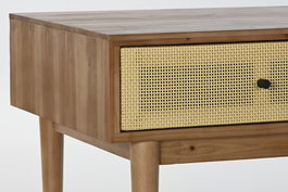 DKD Home Decor Mesa Centro Balines Marron Madera de Abeto y Ratan 106 x 55 x 46 cm