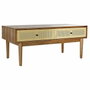 DKD Home Decor Mesa de Centro Abeto y Ratán Marrón con 2 Cajones