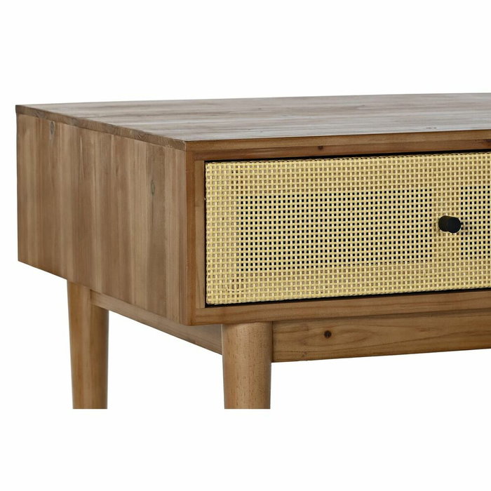 DKD Home Decor Mesa de Centro Abeto y Ratán Marrón con 2 Cajones
