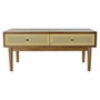 DKD Home Decor Mesa de Centro Abeto y Ratán Marrón con 2 Cajones