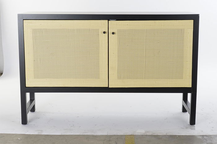 DKD Home Decor Buffet Balines Negro Natural Abeto Ratan 120 x 38 x 76 cm