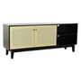 DKD Home Decor Mueble TV Abeto y Ratán Negro y Natural 160x38x65 cm