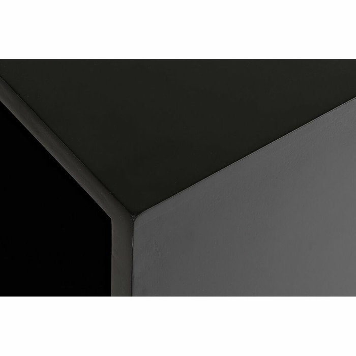 DKD Home Decor Mueble TV Abeto y Ratán Negro y Natural 160x38x65 cm