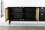 DKD Home Decor Mueble TV Balines Negro Natural 160x65x38 cm Abeto Ratan