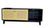 DKD Home Decor Mueble TV Abeto y Ratán Negro y Natural 160x38x65 cm