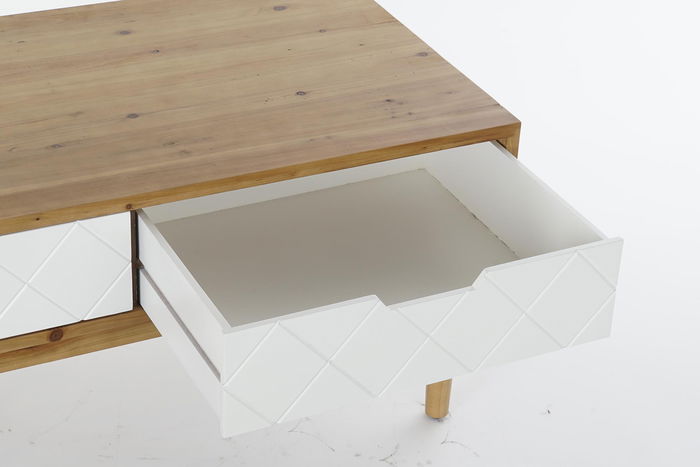 DKD Home Decor Mesa Centro Moderno Marron Blanco 105 x 55 x 46 cm Madera Abeto