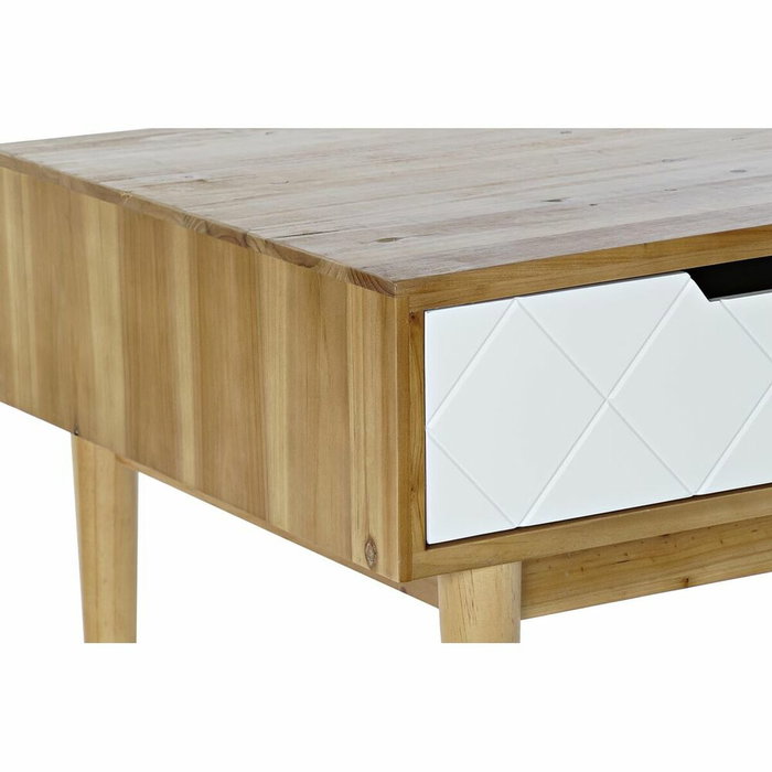 DKD Home Decor Mesa de Centro Abeto Marrón y Blanco con 2 Cajones